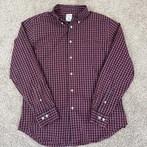 Brooks Brothers Men's Long Sleeve Regent Fit Plaid Shirt, Button Down Blue/Red M